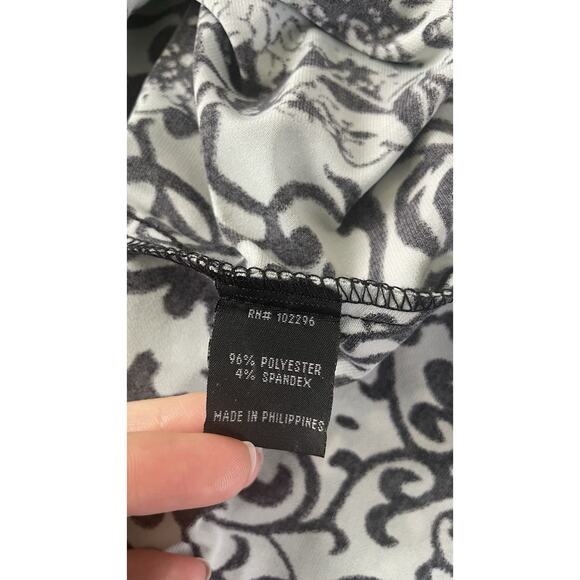 Connected Apparel Paisley Y2K Midi Shift Dress Floral Green Black Women's Size 6 - Picture 8 of 12